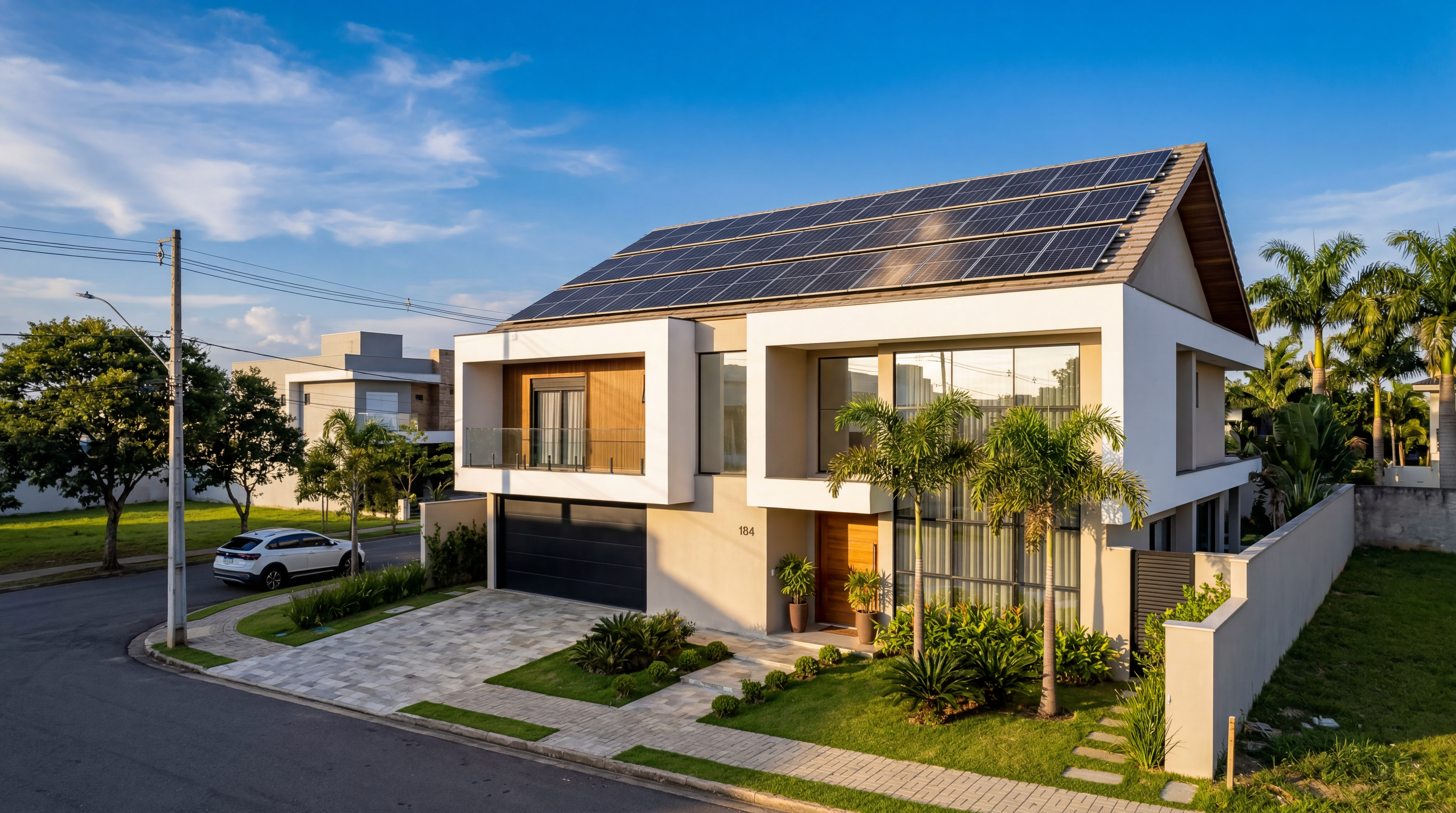 Painéis solares instalados em residência em São José dos Campos - Casa do LED